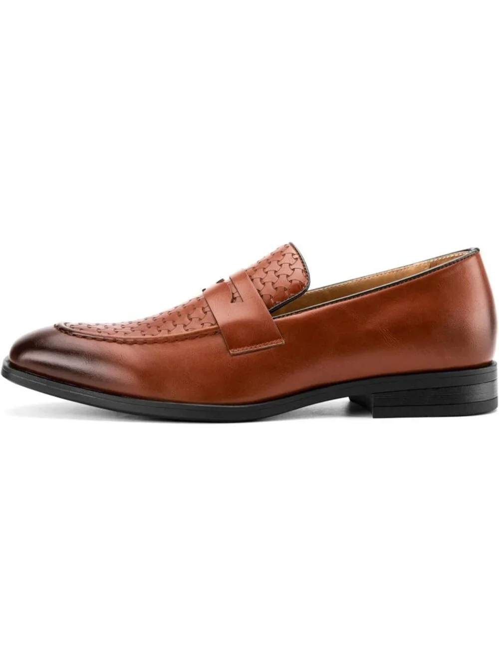 🆕Men's Brown Rubber Loafers Pull-On Dress Shoes Tuxedo Suit Shoes
